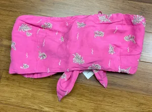 Maeve Anthropologie Embroidered Tie Front Bandeau Top Bright Pink Linen Blend XL thumbnail 1