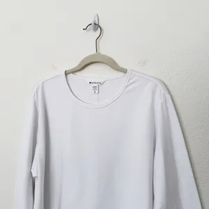 [Athleta] Bright White Supima Cotton Crew Neck Long Sleeve Essential Top Size XL thumbnail 5