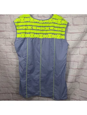 J.Crew Women's Chambray Blue Neon Embroidered Swim Cover-Up Tunic Size Medium thumbnail 8