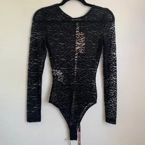 NWT House of CB Carmine‎ Cheetah Print Sheer Bodysuit in Black thumbnail 4