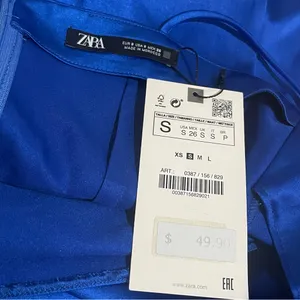 NWT Zara Draped Mini Dress Cobalt Blue Size Small thumbnail 4