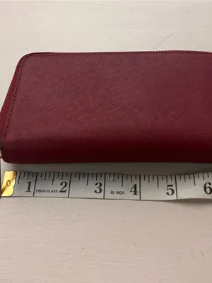 Michael Kors Wine Saffiano Leather Wallet with Gold Logo thumbnail 6