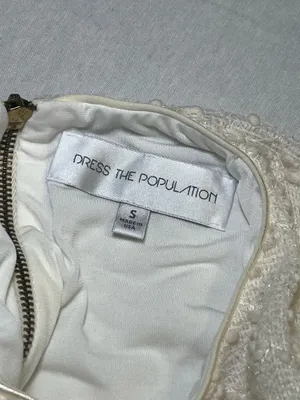 Dress The Population Sandra Textured Knit Body-Con Ivory Dress Size Small thumbnail 5