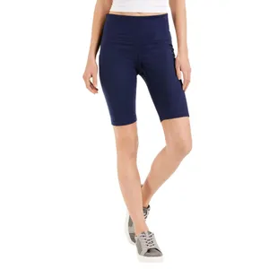 ID Ideology Womens Petite Compression High-Rise 10" Bike Shorts Navy Blue PP thumbnail 5