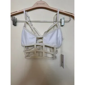 NWT One Teaspoon Sz XS Le Ritz White Cut Out Bodice Bralette Crop Top Festival thumbnail 2