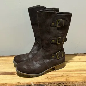 Ruff Hewn Maya Dark Brown Faux Suede‎ Moto Boots Size 8 A37 thumbnail 2