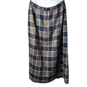 90s Vintage Plaid Wool Midi Skirt High Rise 12 | Dark Academia Preppy Scholarly‎ thumbnail 2