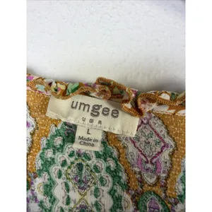 Umgee orange large Floral Shirt Midi Dress bohemian western 90's boho y2k casual thumbnail 8