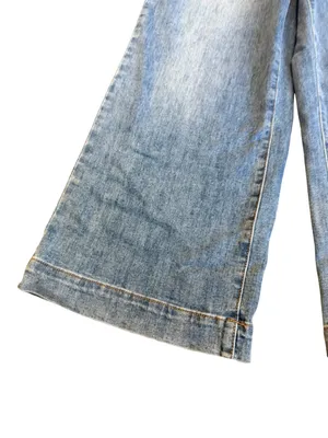 Tribal Jeans Audrey Light Wash Wide Leg Cropped Jeans Button Size 8 Women's NWT thumbnail 6