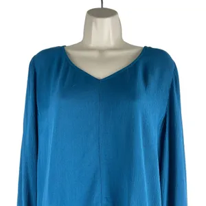 Soft Surroundings Mirabella Moroccan Ruffle Dress Lagenlook Teal Size M thumbnail 5