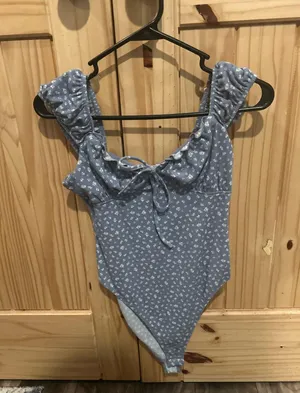 Blue with flowers target body suit  thumbnail 1