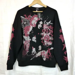 Social Collision Punk Star Sweatshirt Womens M Black Graphic Hot Topic Mall Goth thumbnail 1