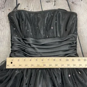 Jessica McClintock For Gunne Sax Black Strapless Netted Embellished Dress 3 thumbnail 12