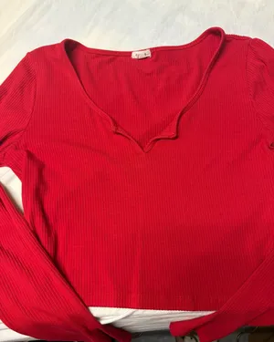 Garage red long sleeve crop top thumbnail 1