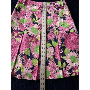 Lilly Pulitzer Womens Floral Print Pink Green A-Line Pleated Skirt Size 0 thumbnail 7