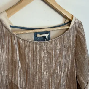 Floreat Anthropologie M Crushed Velvet Boho Chic Poetcore Shift Dress Champagne thumbnail 8
