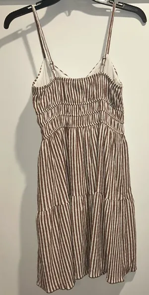 Brown and white striped dress thumbnail 4