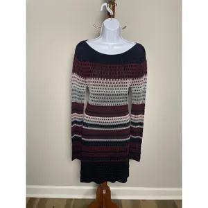 White House Black Market Black Striped Sweater Dress Long Sleeve Size M thumbnail 8