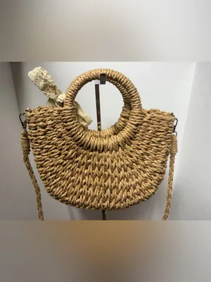Pinkunn Straw Pearl Rhinestone BRIDE Bag Half Moon Crossbody/Handbag Purse thumbnail 7