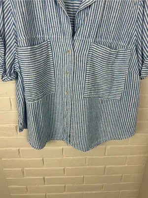 Universal Thread Striped Linen Blend Boxy Top Plus Size XXL thumbnail 4