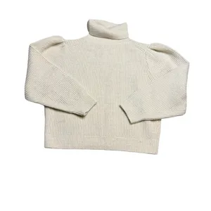 ✨🤍 J.Crew‎ Chunky Ribbed Turtleneck Puff Sleeve Sweater Size M 🤍✨ thumbnail 2
