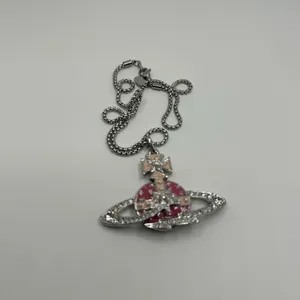 Vivienne Tam Vivienne Westwood Silver Pink Necklace Orb New Chain Adjustable Pendant 18” thumbnail 2