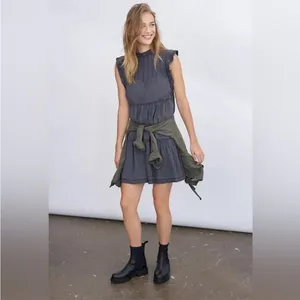 ANTHROPOLOGIE Jenee‎ Tiered Tunic Dress size Small Washed Black thumbnail 2