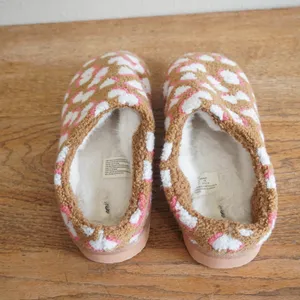 Aerie Size 10 Sherpa Mule Slippers Leopard Heart Print Tan Pink Loungewear Cozy thumbnail 8
