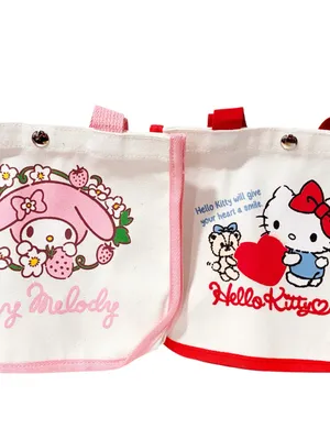 My Melody Hello Kitty Mini Canvas Tote Bag Lot of 2 NEW thumbnail 2