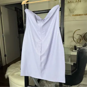 Naked Wardrobe 1X Lavender Croc Embossed Strapless Faux Leather Mini Dress thumbnail 8