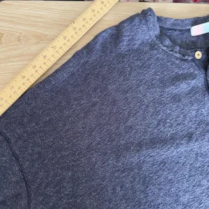 Free People Medium Henley Pullover Heather Navy Oversized Relaxed Lounge thumbnail 6