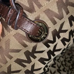 Large Michael Kors Khaki Brown Signature Shoulder Bag thumbnail 5