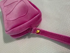 Pink Velvet Wristlet/Cosmetic Bag thumbnail 3