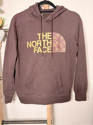 The North Face Brown Logo Hoodie Sweatshirt Size Small thumbnail 2