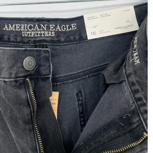 American Eagle Mom Jeans 16S Y2K Grunge Street Black Baggy Highrise Tapered NWT thumbnail 5