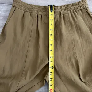 Zara Tan Brown High Rise Viscose Wide Leg Pleated Pull On Cropped Trouser L NWT thumbnail 8