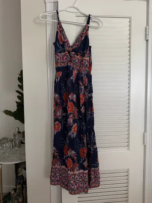 Floral Midi Dress Blue Size XS thumbnail 3