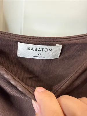 Aritzia Babaton Squareneck Bodysuit Long Sleeve Brown XS thumbnail 4
