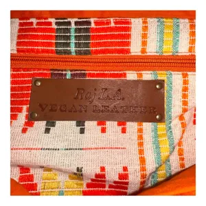 RAJ Vegan Leather Tote Aztec Orange Boho Beach Woven‎ thumbnail 4
