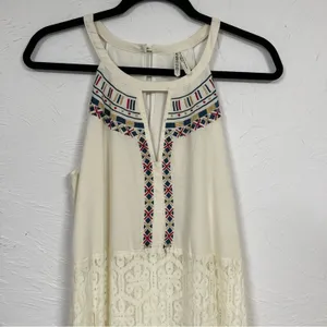 Gentle Fawn Gream Lace Embroidered Maxi Dress Womens L Boho Festival Sleeveless thumbnail 3