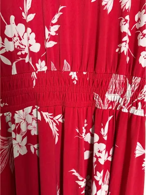 London Times Dress Size 10 Red Floral Cottage Coquette Girl Retro Tropical Flare thumbnail 7