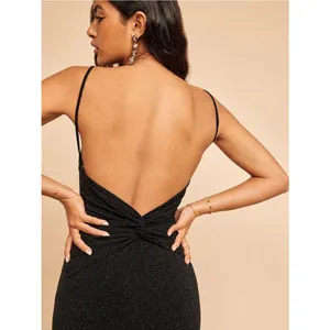 Reformation Breslin Midi Dress Black Sparkle Metallic Night Sky Size Large thumbnail 3