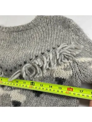 LoveShackFancy Atlas Grey Fringe Sweater Alpaca Size Small thumbnail 5