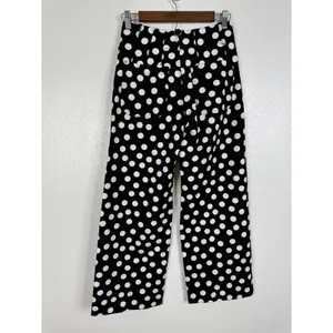Maeve Anthropologie The Colette Cropped Wide Leg Polka Dot Pants Black White 25 thumbnail 5
