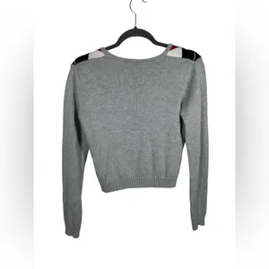 Brandy‎ Melville Elizabeth Argyle Cropped Cardigan Gray Red Navy Size Small thumbnail 3