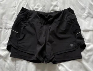 Athleta Running Shorts Womens Small Black 2-in-1 Liner‎ Pockets Activewear Gym thumbnail 1