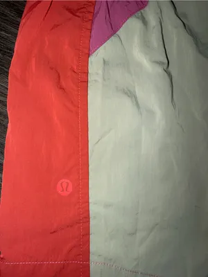 Women's Lululemon Colorblock Elastic-Waist Shorts - Coral, Pink, Cream thumbnail 2