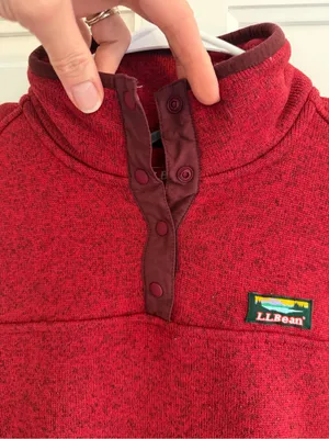 L.L.Bean Sweater Fleece Pullover Snap Neck Burgundy Heather Women’s M thumbnail 3