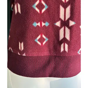 Eddie Bauer Fleece Top Sweater Crew Neck Medium Aztec Print thumbnail 2