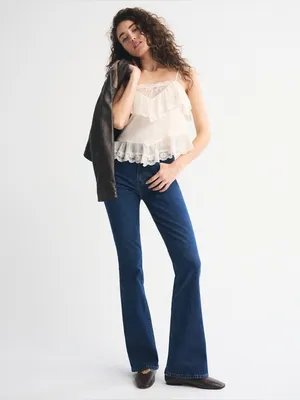 Abercrombie & Fitch Women’s High Rise Boot Cut Jeans in Dark Blue 30 thumbnail 2
